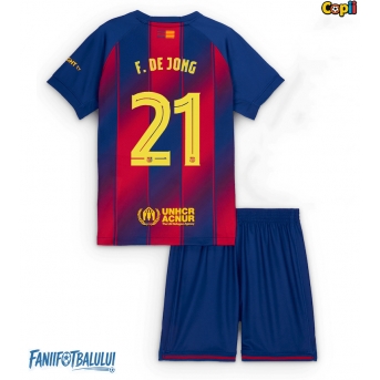 Barcelona Frenkie de Jong #21 Echipament de Fotbal Replică 2025-26 Copii Acasa (+ Șorturi)